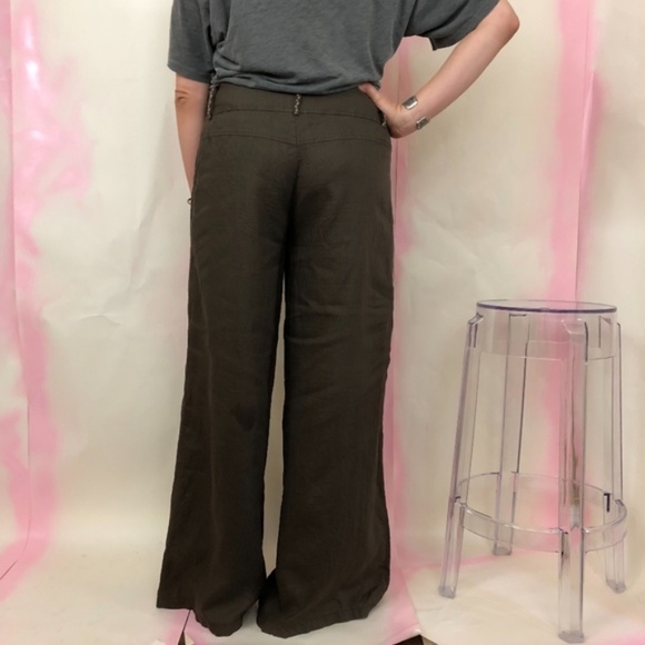 Elie Tahari Wide Leg Pleated Linen Palazzo Pants - Picture 4 of 7